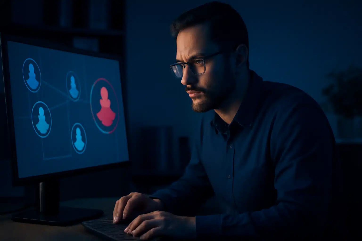 Profissional investigando administrador desconhecido em site WordPress